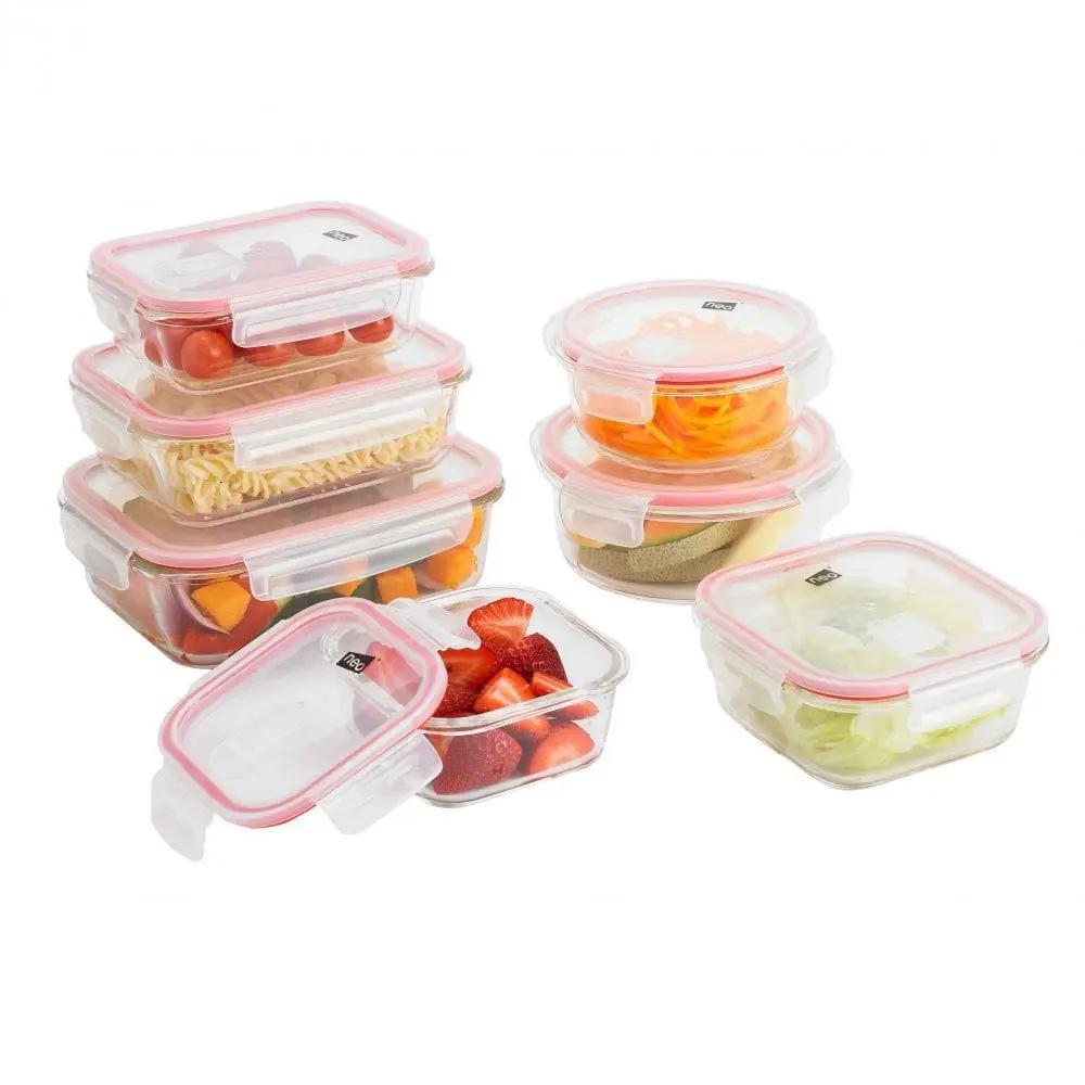 7pc Glass Food Storage Container Set With Air Vent Lids by Unbranded