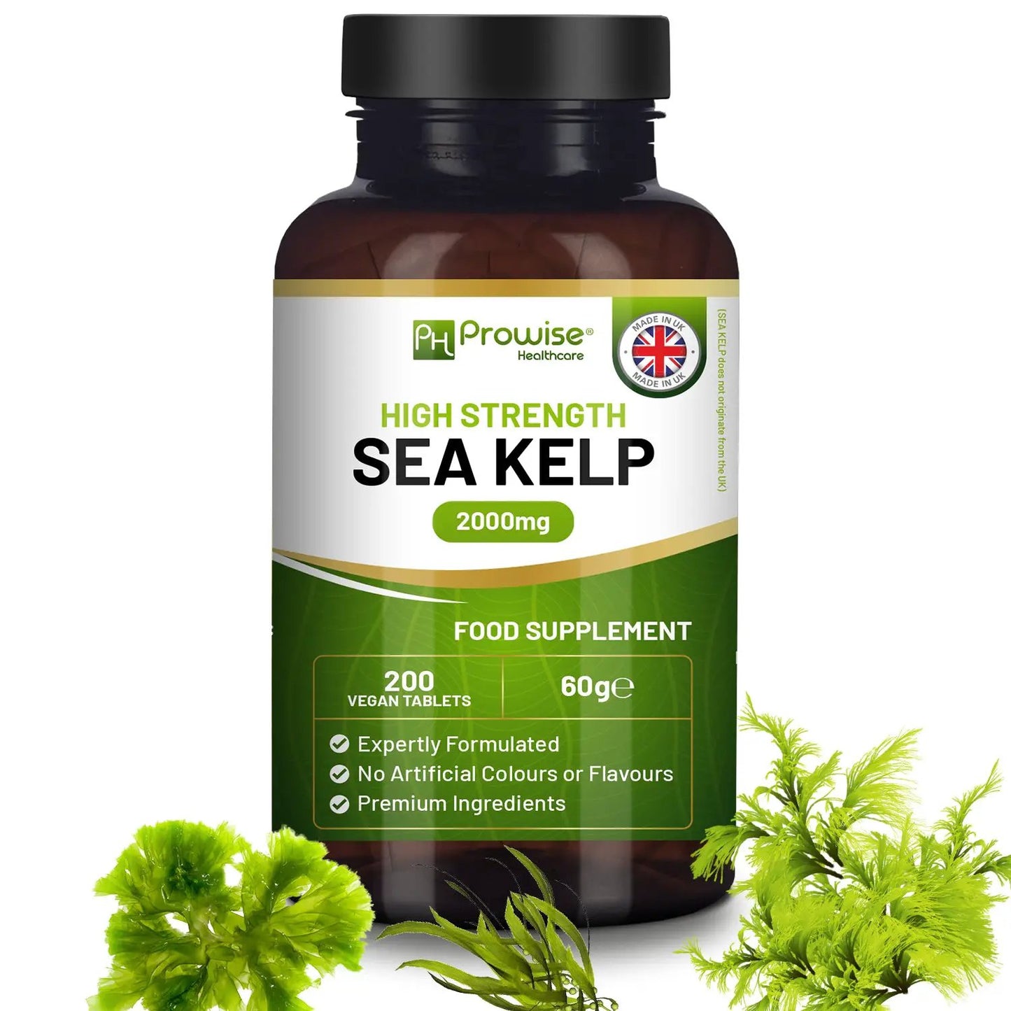 Sea Kelp 2000mg 200 Vegan Tablets | Natural Source of Iodine | Premium Ingredients | Proudly made in the UK by Prowise by Prowise Healthcare