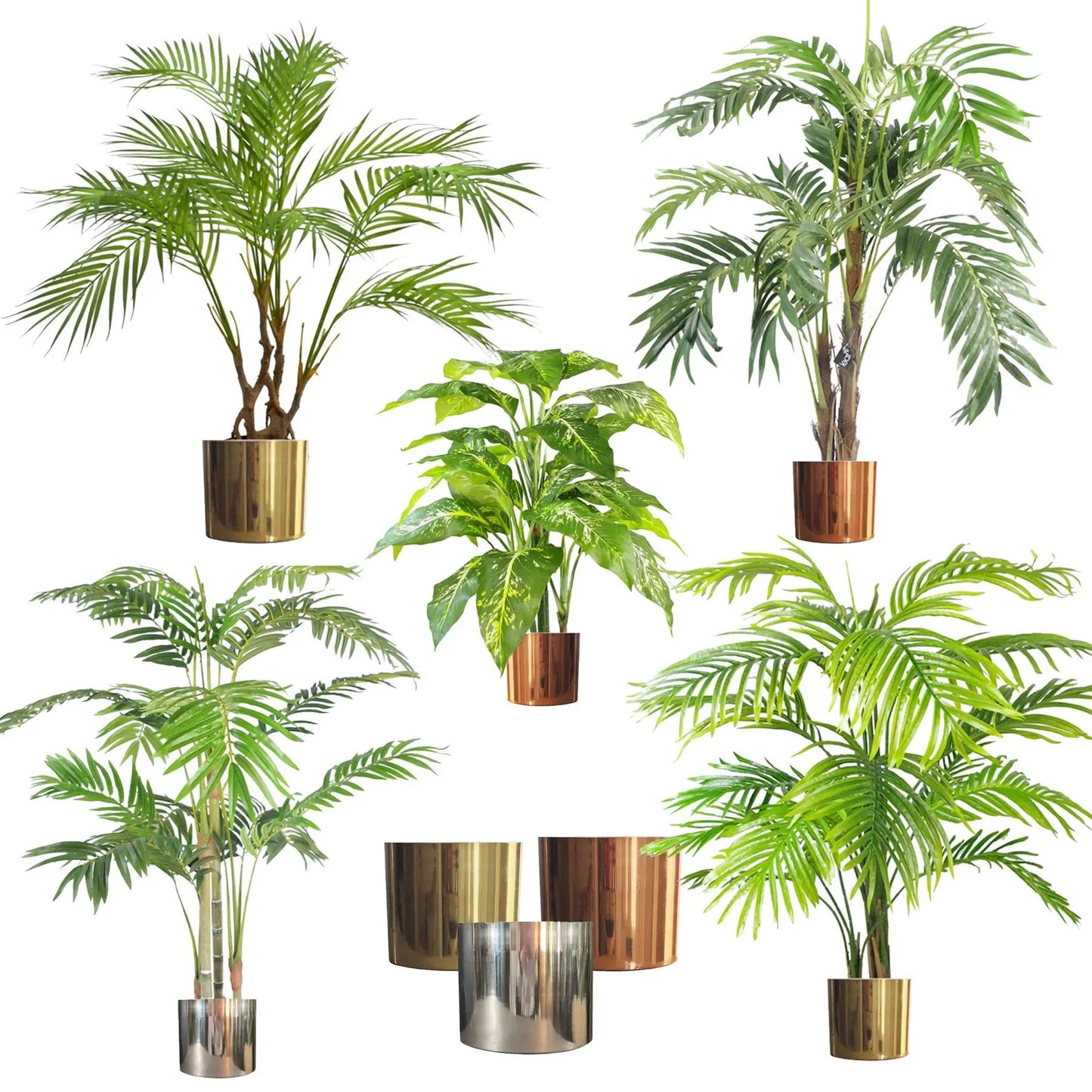 LARGE Artificial Palm Trees Metal Planters - Choice of Size and Colour by Leaf