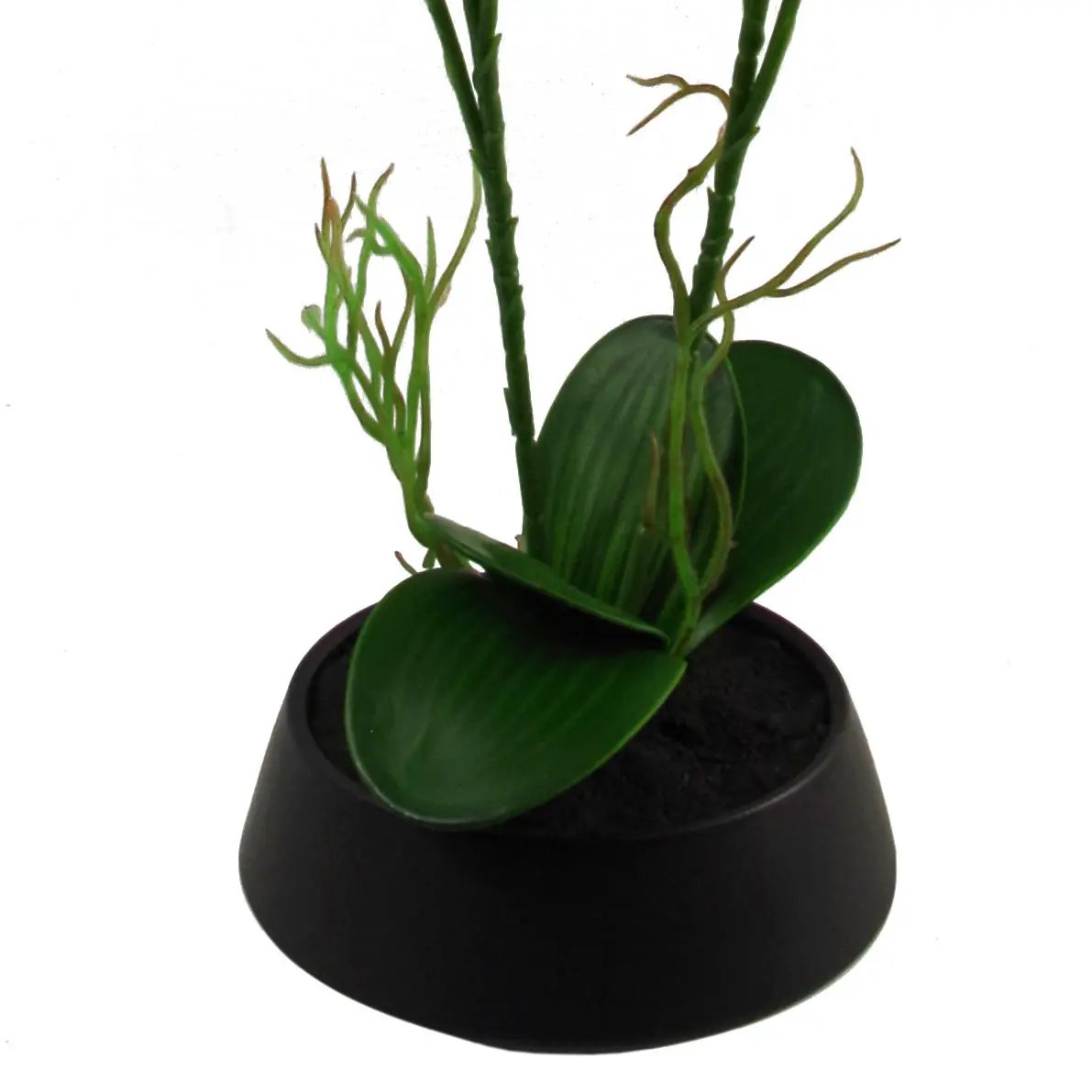 43cm Large Pink Yellow Artificial Orchid in Ceramic Planter by Leaf