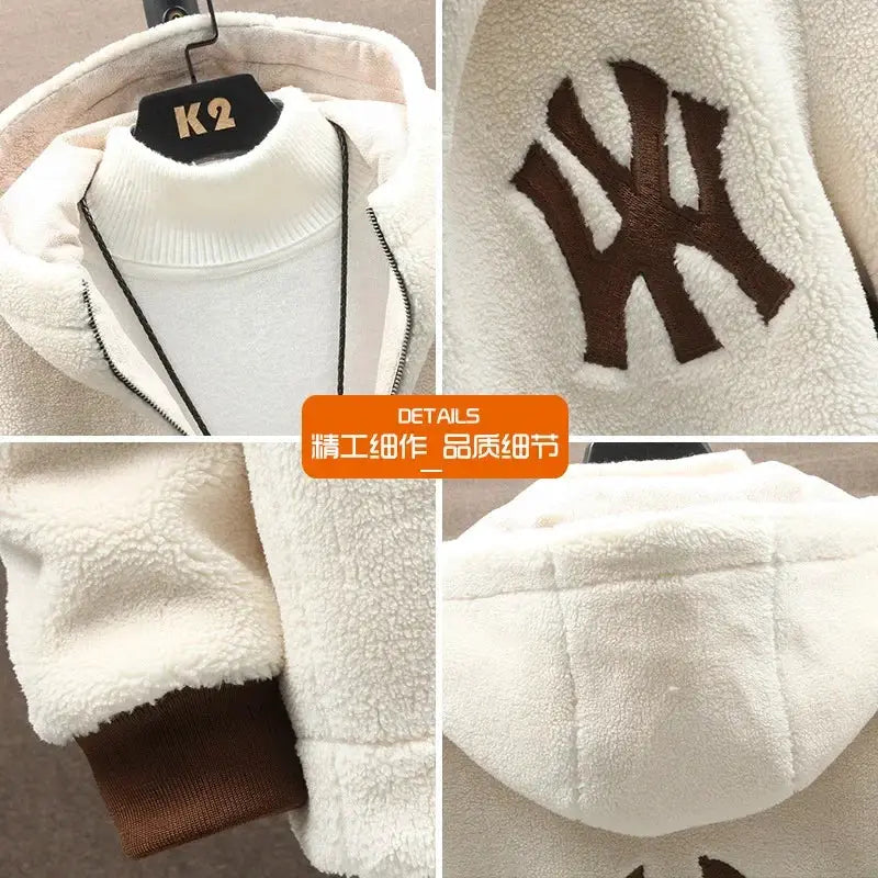 Top Grade Lamb Velvet Men's Jacket Casual Hooded Zipper Coats Fashion Warm Wool Jackets New Male Winter Thick Designer Clothing by All Mart Bristol Ltd