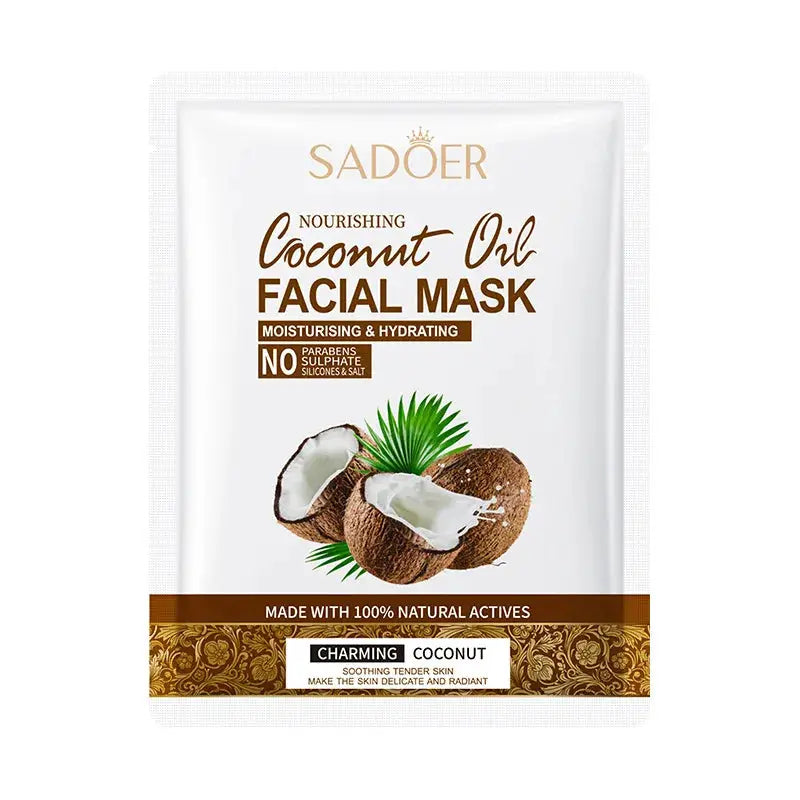 5pcs SADOER Coconut Face Mask Facial skincare Moisturizing Anti Wrinkle Hydrating Whitenting Facial Masks Face Skin Care by All Mart Bristol Ltd