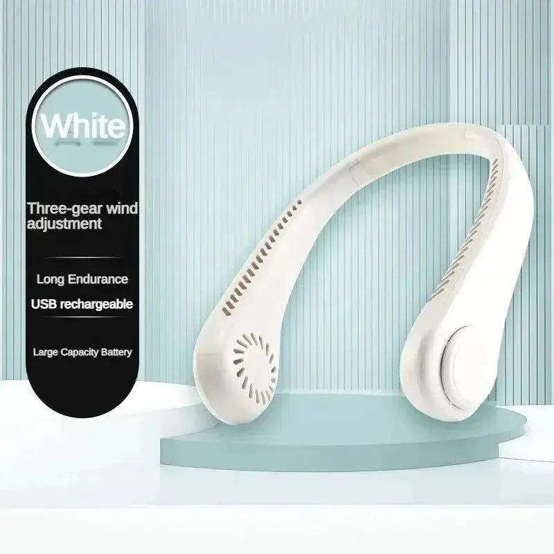 Portable Bladeless Neck Fan Rechargeable 3 Speed Cooling by All Mart Bristol Ltd
