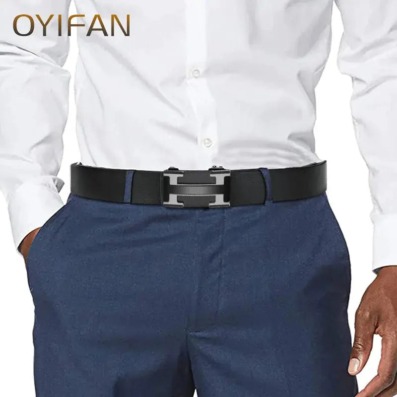 OYIFAN Top Quality Men's Genuine Leather Belt Men Leather Belts Size 105-160cm Automatic Belt Leather Belt for Men by All Mart Bristol Ltd