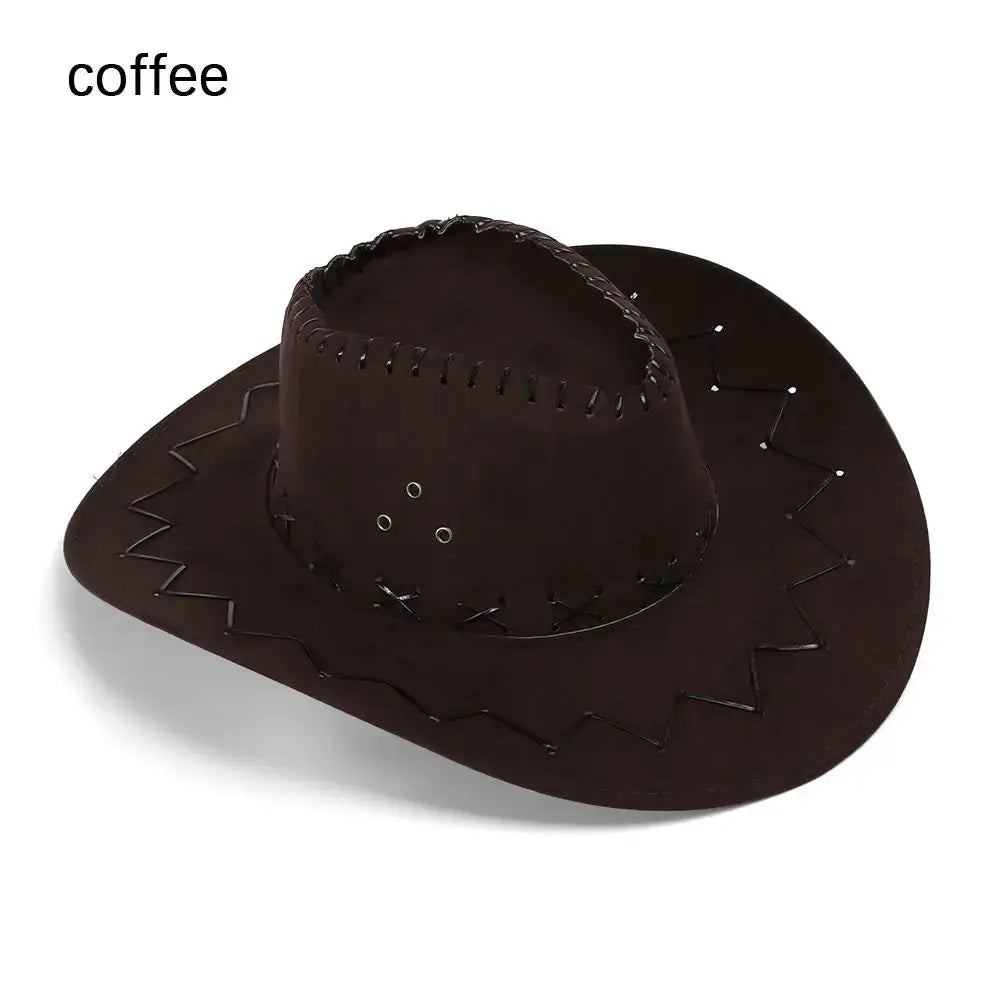 Women Men Cowboy Hat Western Suede Cowgirl Hats Fashion West Fancy Dress Party Headwear Unisex Cap by All Mart Bristol Ltd