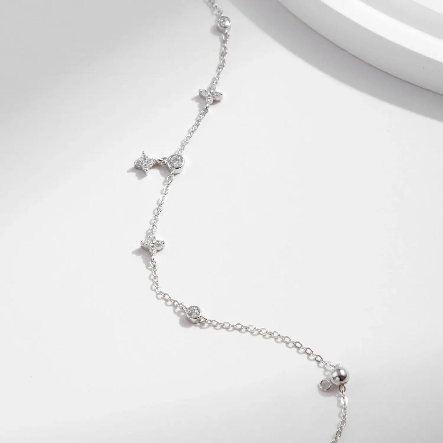 MODIAN Sparkling CZ Bracelet 925 Sterling Silver Delicate Four Leaf Clover Charm Bracelet For Women Fine Jewelry Vacation Gift by All Mart Bristol Ltd