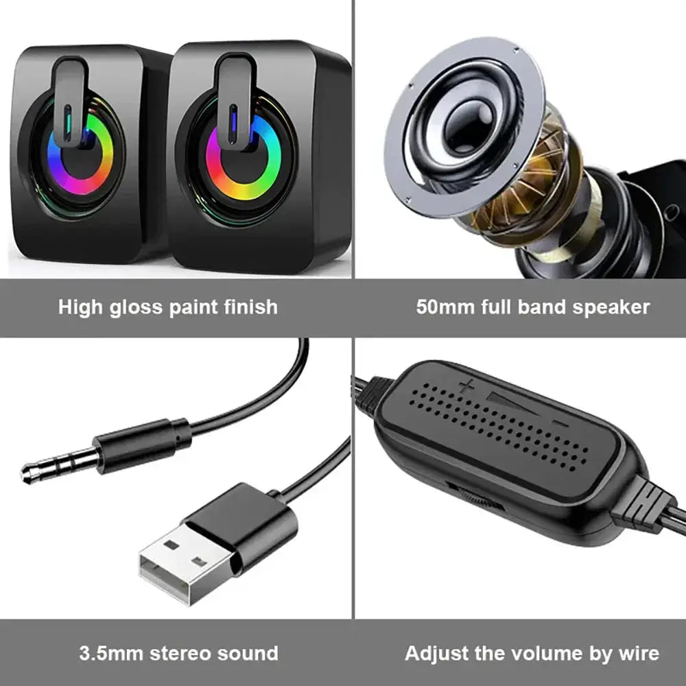 High fidelity stereo computer speaker with microphone USB wired speaker desktop laptop by All Mart Bristol Ltd