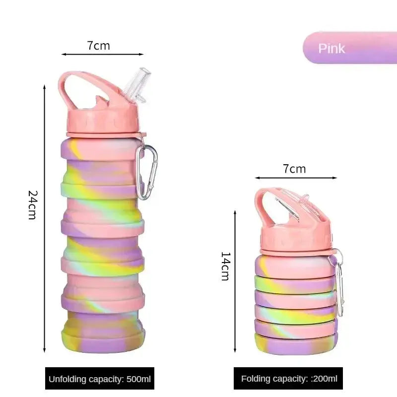 Silicone Foldable Water Bottle for Sports Leakproof BPA Free Water Bottle with Carabiner Collapsible Cycling Water Bottle by All Mart Bristol Ltd