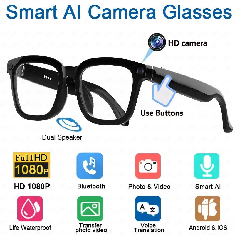 AI Smart Glasses 4K HD 800W Pixel Camera Video Outdoor Sport Sunglasses AI ChatGPT Translation Recording Bluetooth Call Glasses by All Mart Bristol Ltd