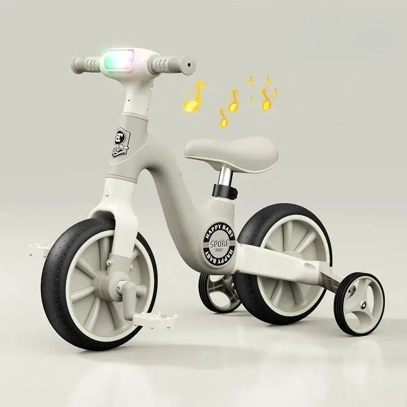 2-in-1 Children's Balance Bike Three Wheeled Multifunctional Pedals with Music Lighting Baby Walker Indoor and Outdoor Toys by All Mart Bristol Ltd