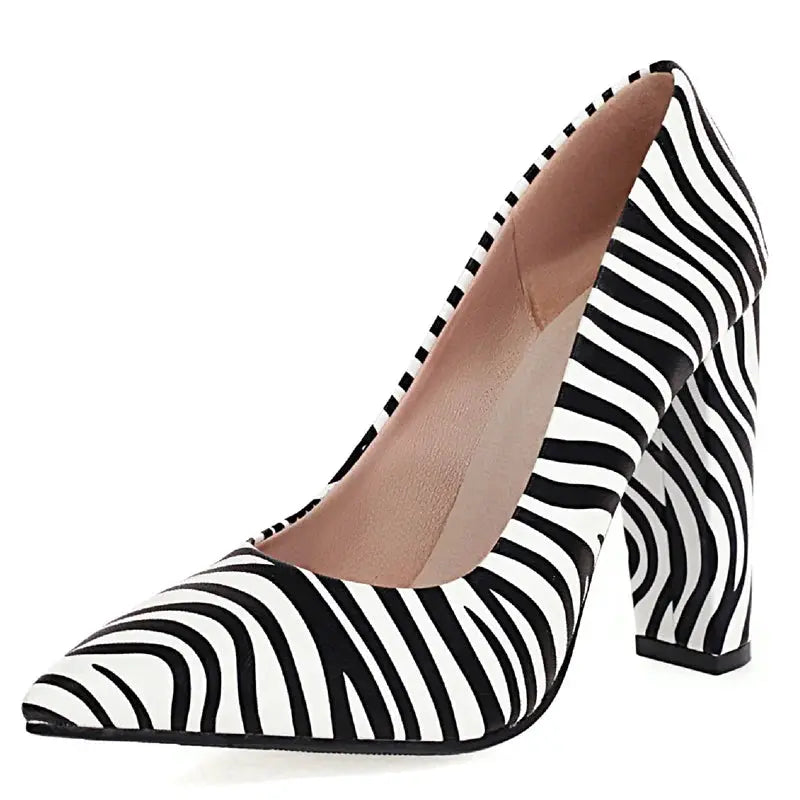 Fashion High Heels Shoes Women Large Size Sexy Animal Print Block Heels Pumps Women Party Office Shoes Dress Pumps Female by All Mart Bristol Ltd