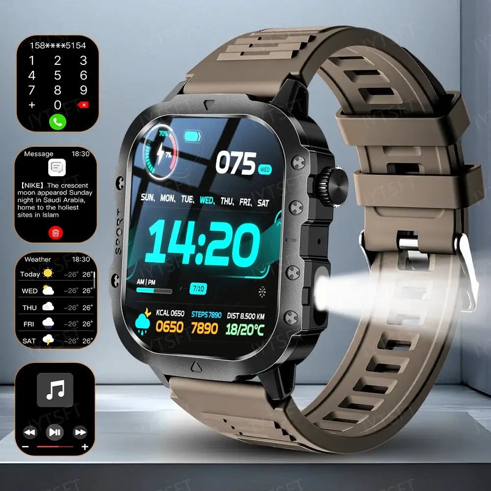 LAXASFIT 2025 New Military Smart Watch Men Outdoor Sports Fitness Tracker Health Monitoring 2.01Inch Bluetooth Calls Smartwatch by All Mart Bristol Ltd
