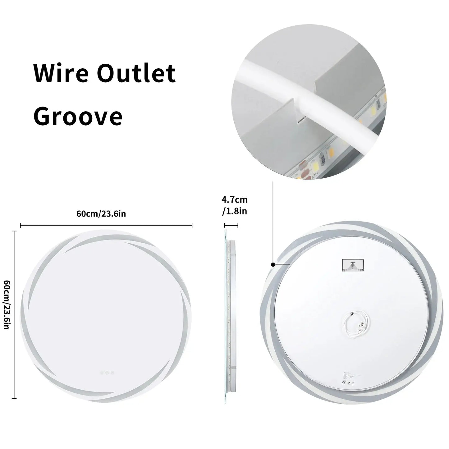 Anti-fog LED Bathroom Mirror Circle Backlit HD Wall Mounted Vanity Mirror Shatterproof 3 Colors Lights Adjust by All Mart Bristol Ltd