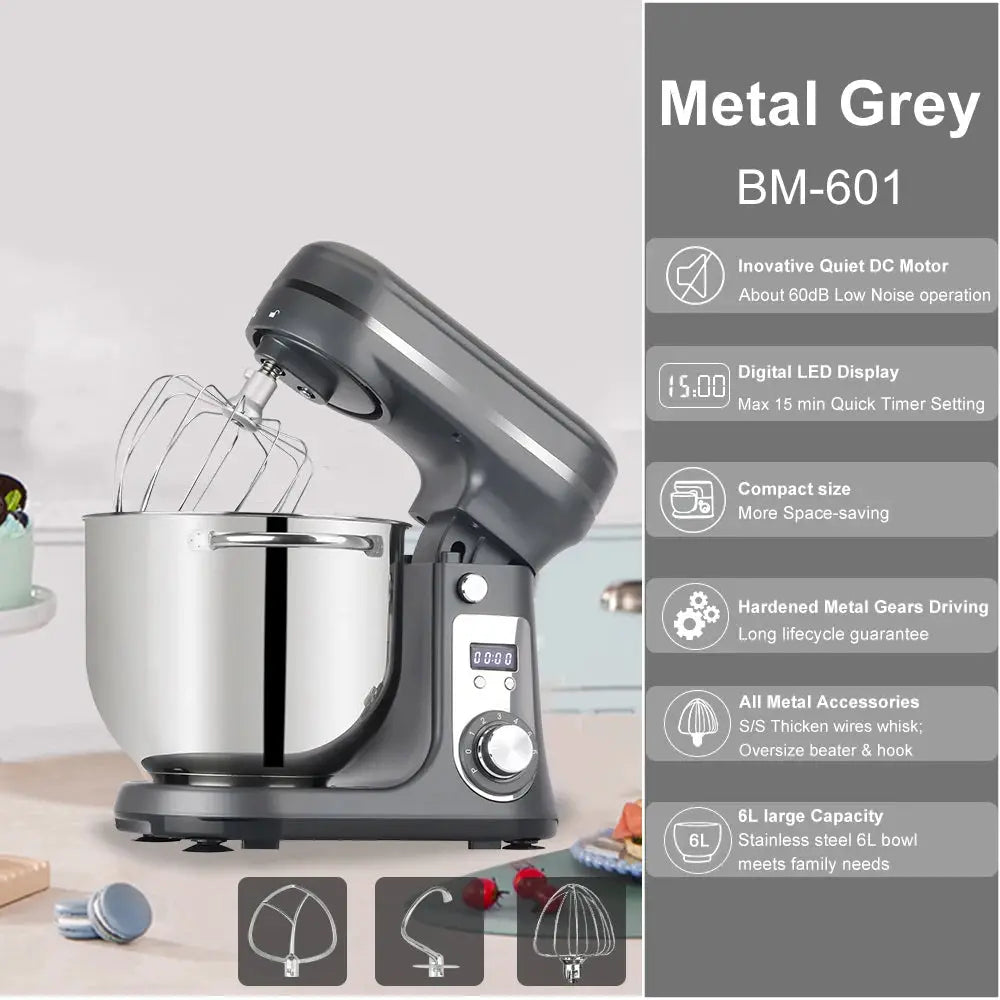 BioloMix Kitchen Food Stand Mixer, Blender, Quiet Motor, Cream Egg Whisk, Whip Dough Kneader, 6-Speed, 1200 W, 6 L, DC by All Mart Bristol Ltd