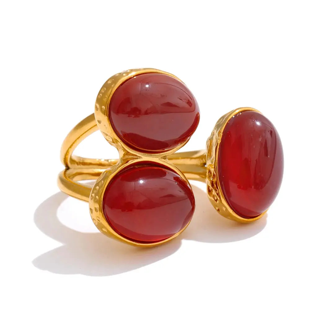 Yhpup Natural Aventurine Agate Stone Shell Pearl Flower Adjustable Ring Fashion Stainless Steel Charm Finger Jewelry Accessories by All Mart Bristol Ltd
