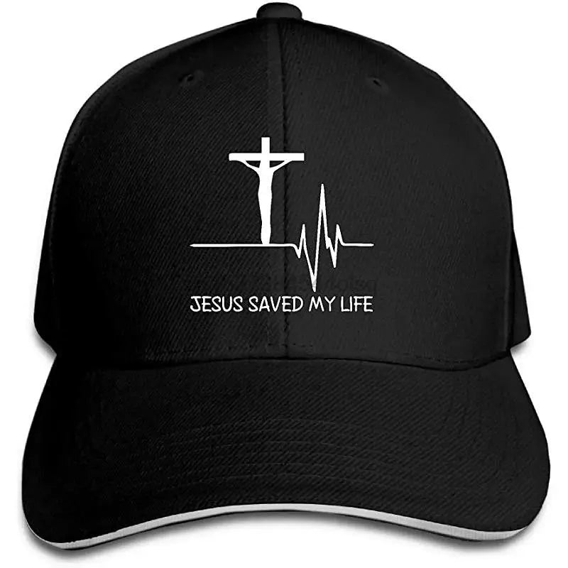 Jesus Saved My Life Hat Christian Baseball Cap Washed Cotton Denim Dad Hat for Men Women by All Mart Bristol Ltd