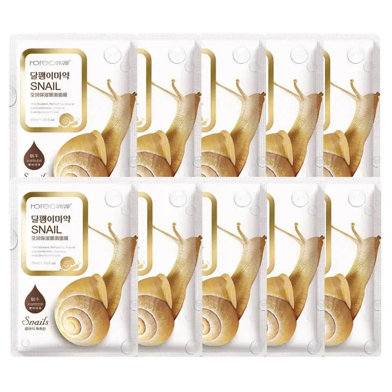 10pcs Snail Moisturizing Face Mask Replenishment Oil Control Tender Face Sheet Masks Facial Mask Skin Care Korean Cosmetics by All Mart Bristol Ltd