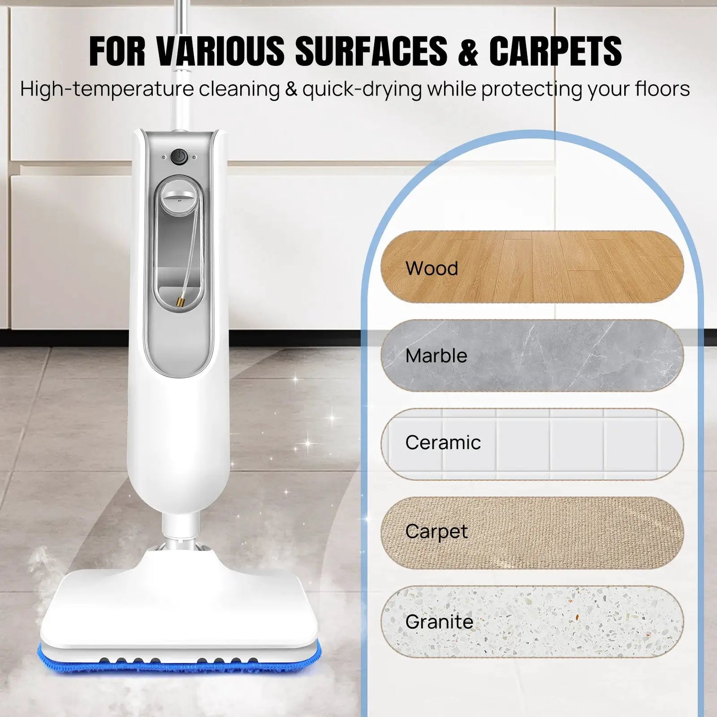 12 IN 1 Electric Steam Mop with 120 Degree Rotatable Head for Floor Cleaning,5000W Steam Cleaner 400ML Water Tank Handheld Mop by All Mart Bristol Ltd