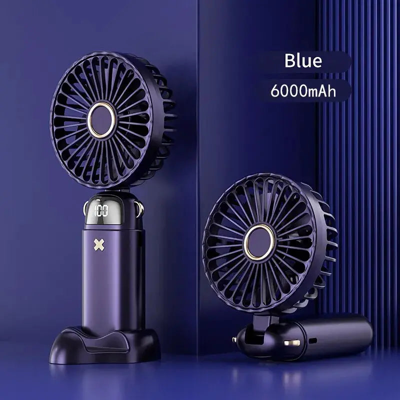 Hot Sell Handheld Mini Fan Foldable Portable Neck Hanging Fans 5 Speed USB Rechargeable Fan with Phone Stand and Display Screen by All Mart Bristol Ltd