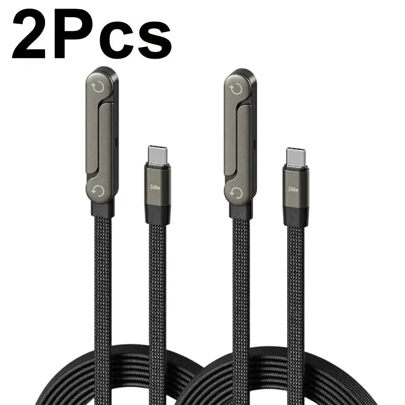 1/2PCS Type C To C Charger Cable 240W Fast Charging Data Line with Built-In Phone Stand for IPhone Samsung Xiaomi Google by All Mart Bristol Ltd