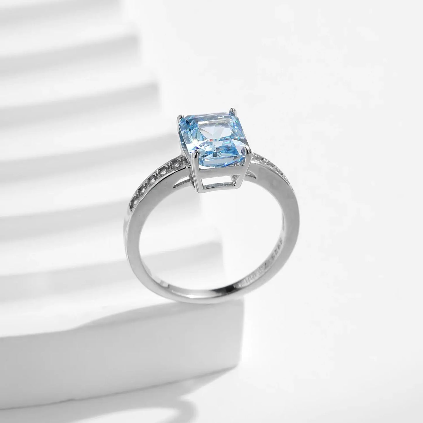 MODIAN 925 Sterling Silver Luxury High Quality Rectangle Crushed Ice Cut Zirconia Ring Wedding Engagement Fine Jewelry For Women by All Mart Bristol Ltd