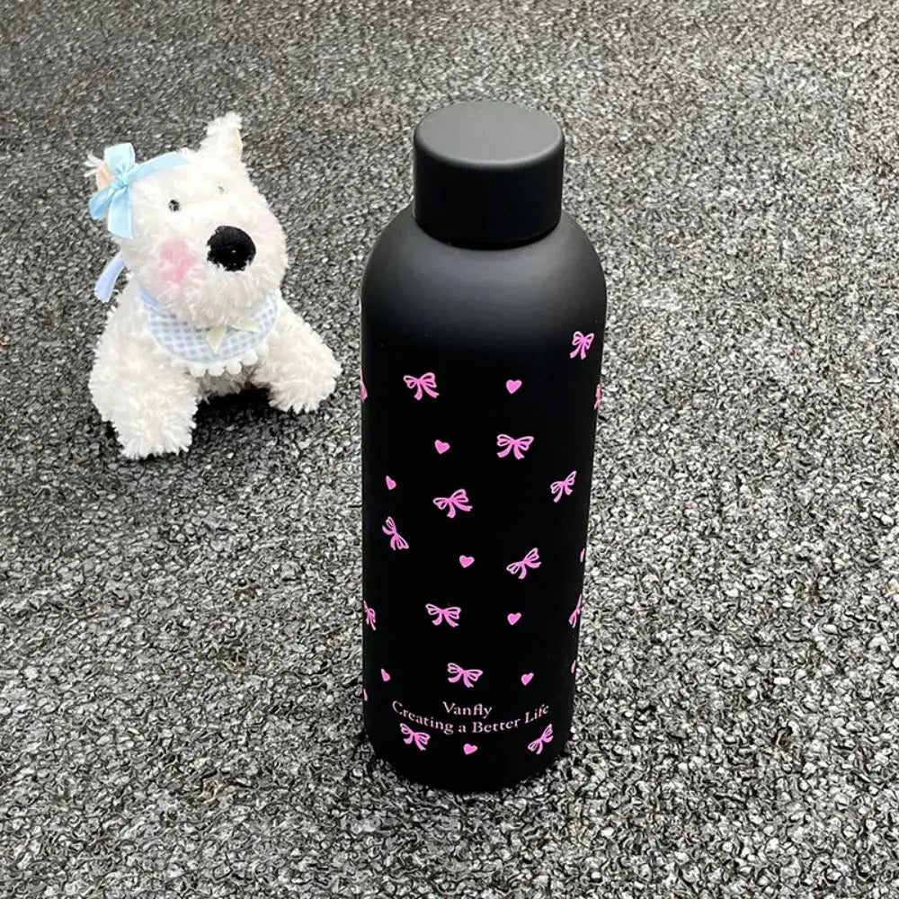 500ml Insulated Cup Stainless Steel Bowknot Dachshund Water Bottle Double Wall Small-mouth Travel Insulated Flask Daily Travel by All Mart Bristol Ltd