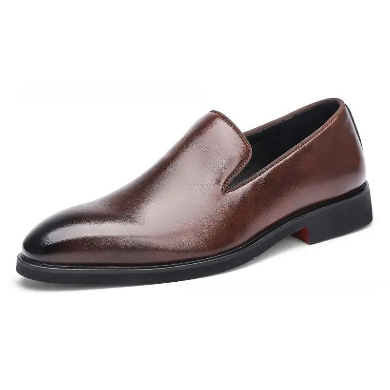 Simple British Style Polished Pointed Leather Shoes by Dropshipman