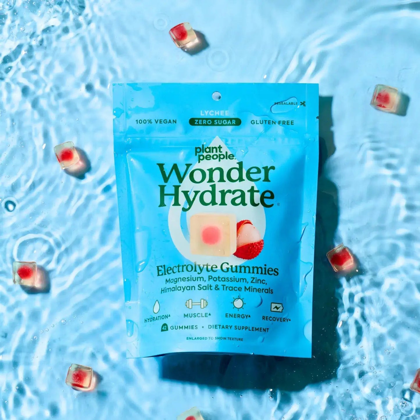 Wonderhydrate Electrolyte Gummies by Plant People - Zero Sugar, Dual-Layer Hydration Gummies - Salty Lychee Flavor by All Mart Bristol Ltd