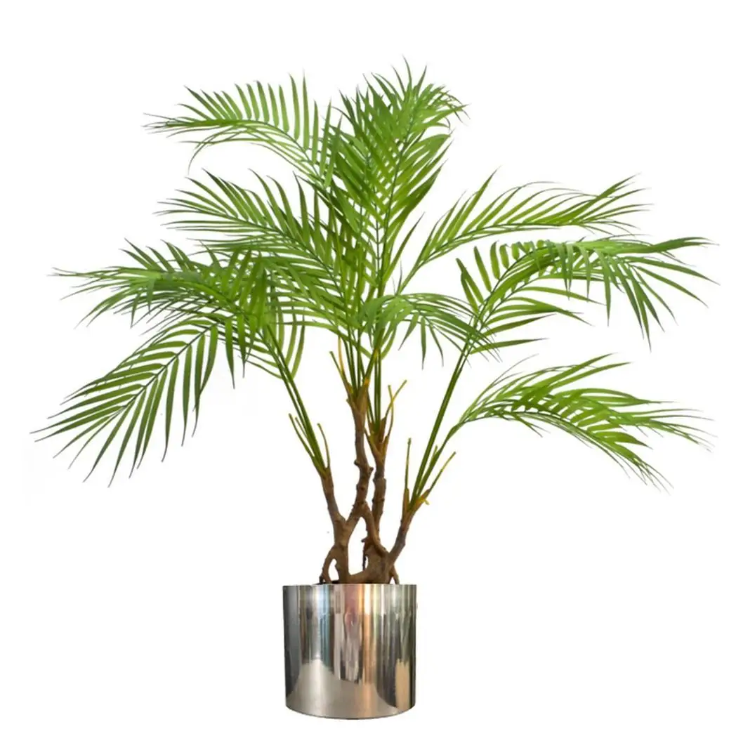Metal Planter Plant Pot with Polished Silver Finish 20 x 18cm by Leaf