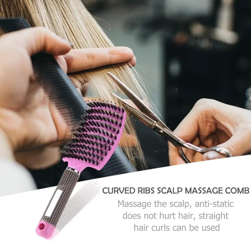 Boar Bristle Hair Brush Set – Curved & Vented Detangling Brushes in Pink & Purple by All Mart Bristol Ltd