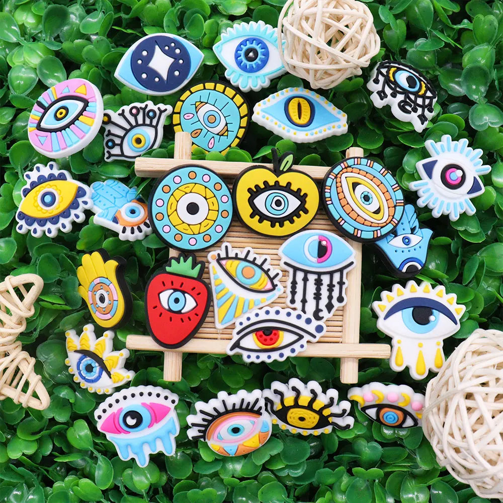 25PCS/Set Evil Eyes Shoes Charms Silicone Shoe Accessories Wristband Hole Slipper Decor Adult Kids X-mas Gifts by All Mart Bristol Ltd