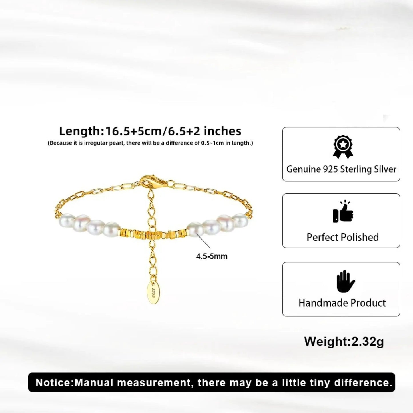 Minimalist Baroque Freshwater Pearl Bracelet – 14K Gold Plated 925 Silver by LAURRÈ Jewellery