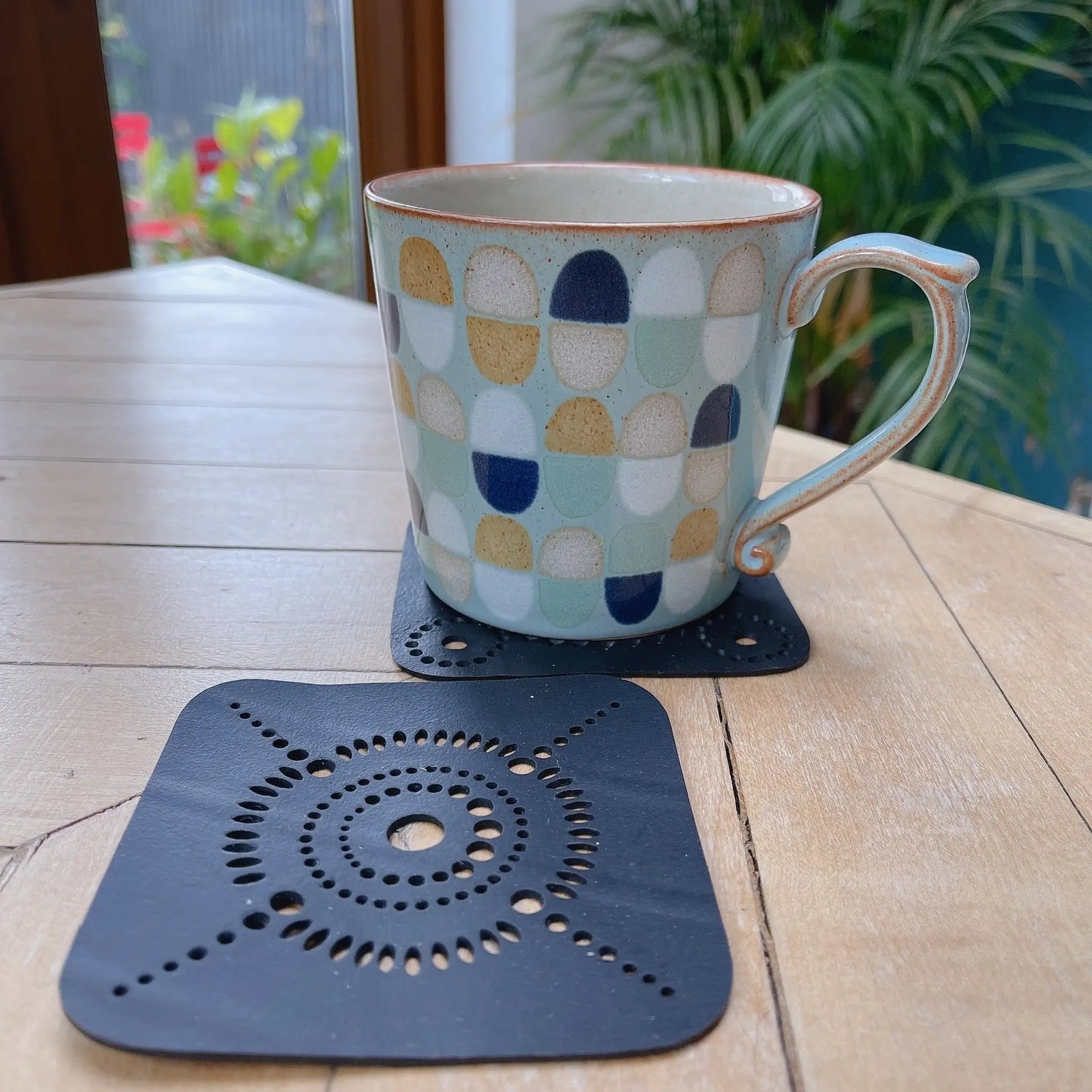 Square Handcrafted Recycled Rubber Coaster - A set of 2 or 4 by Paguro Upcycle