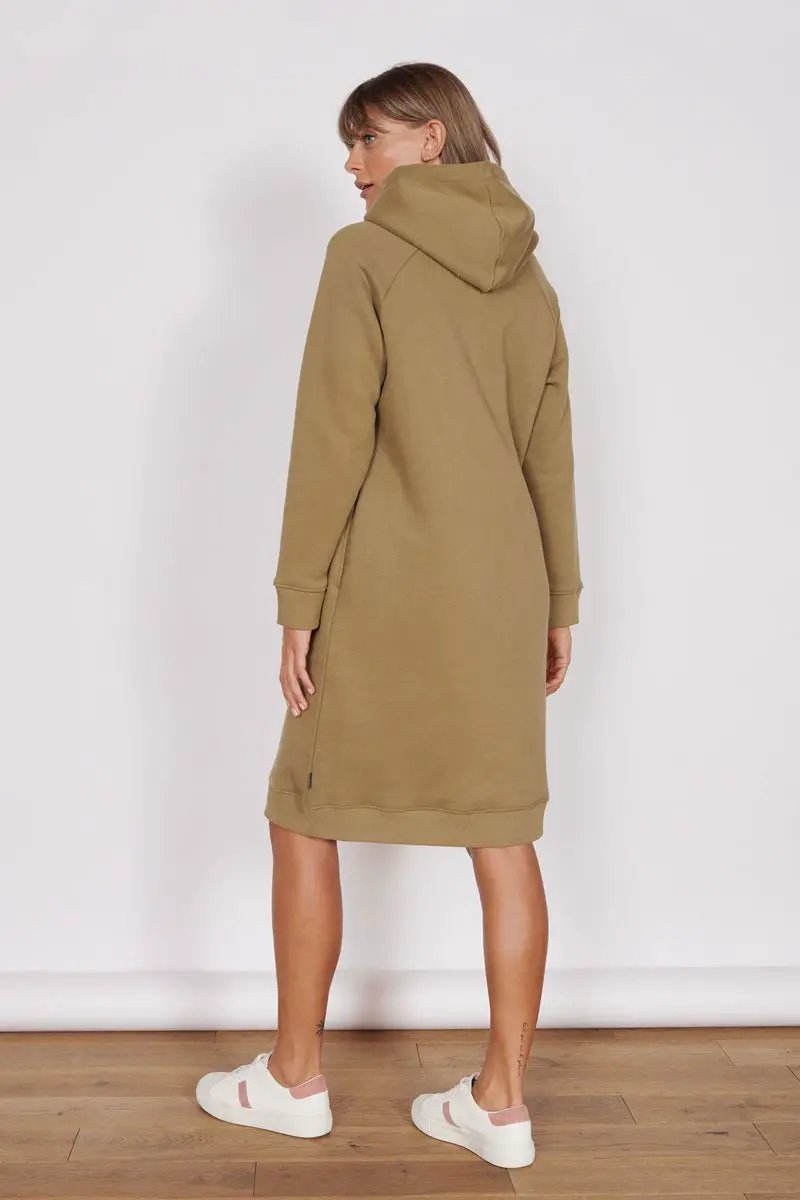 Adrienne Khaki Longline Sweater Dress by Jeetly.com