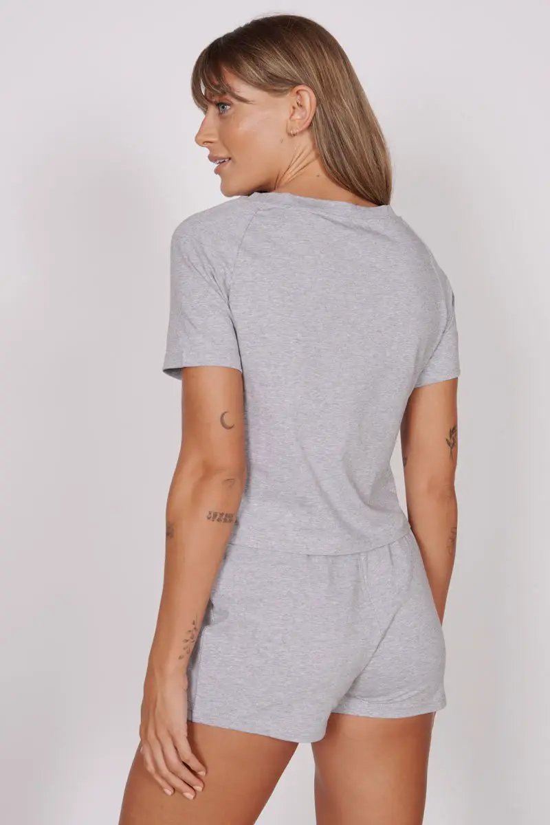 Jessie Grey Marl Jersey Short Pyjama Set by Jeetly.com