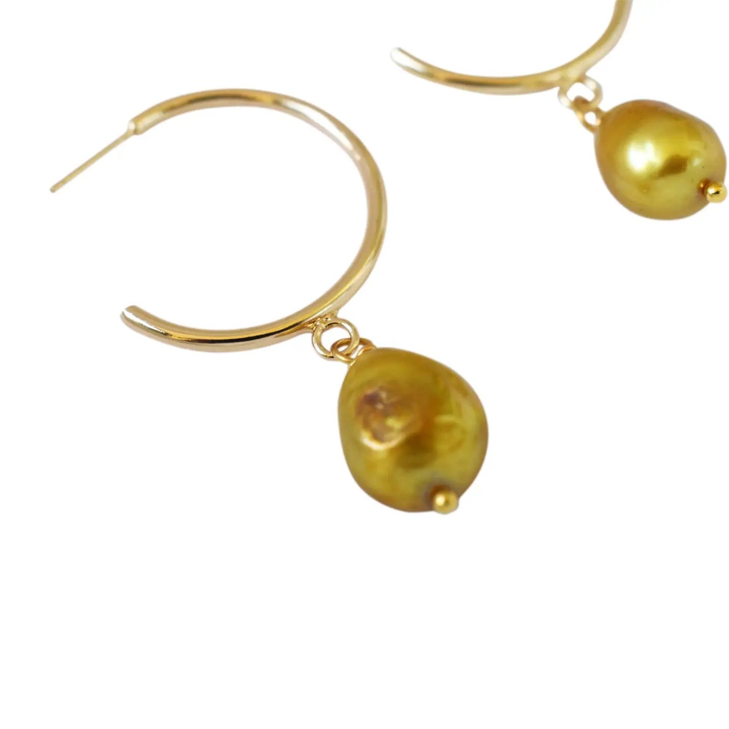 Gold freshwater pearl hoop earrings | by Ifemi Jewels by Ifemi Jewels