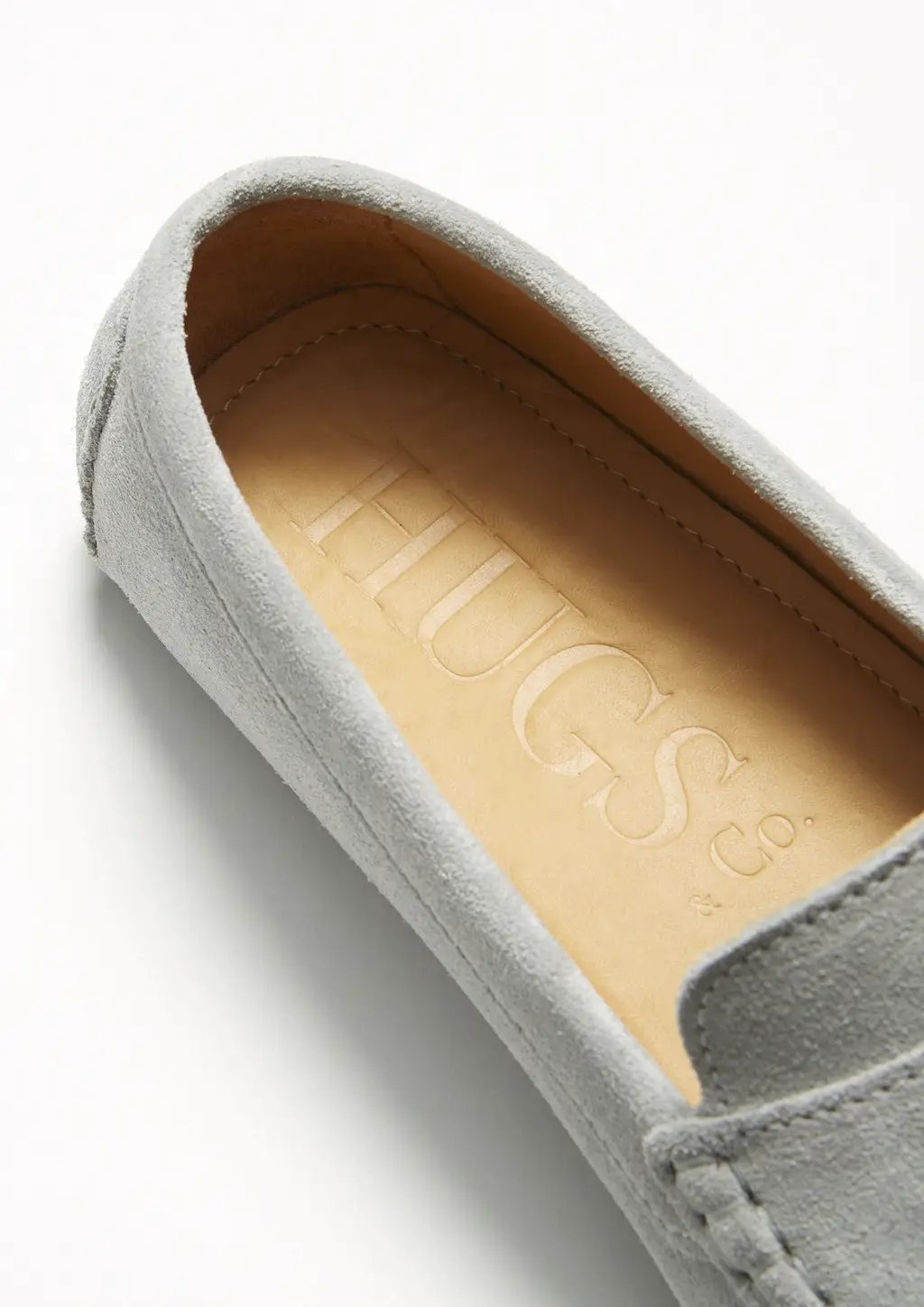 Penny Driving Loafers, dove grey suede by Hugs & Co.