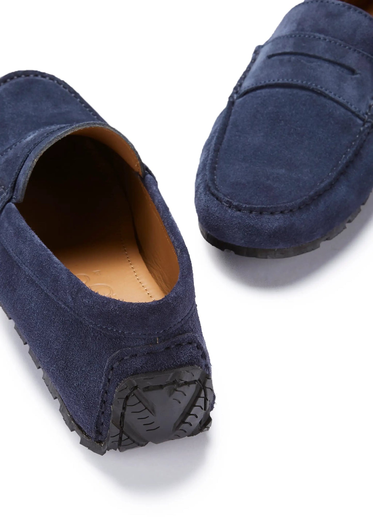 Tyre Sole Penny Driving Loafers, navy blue suede by Hugs & Co.