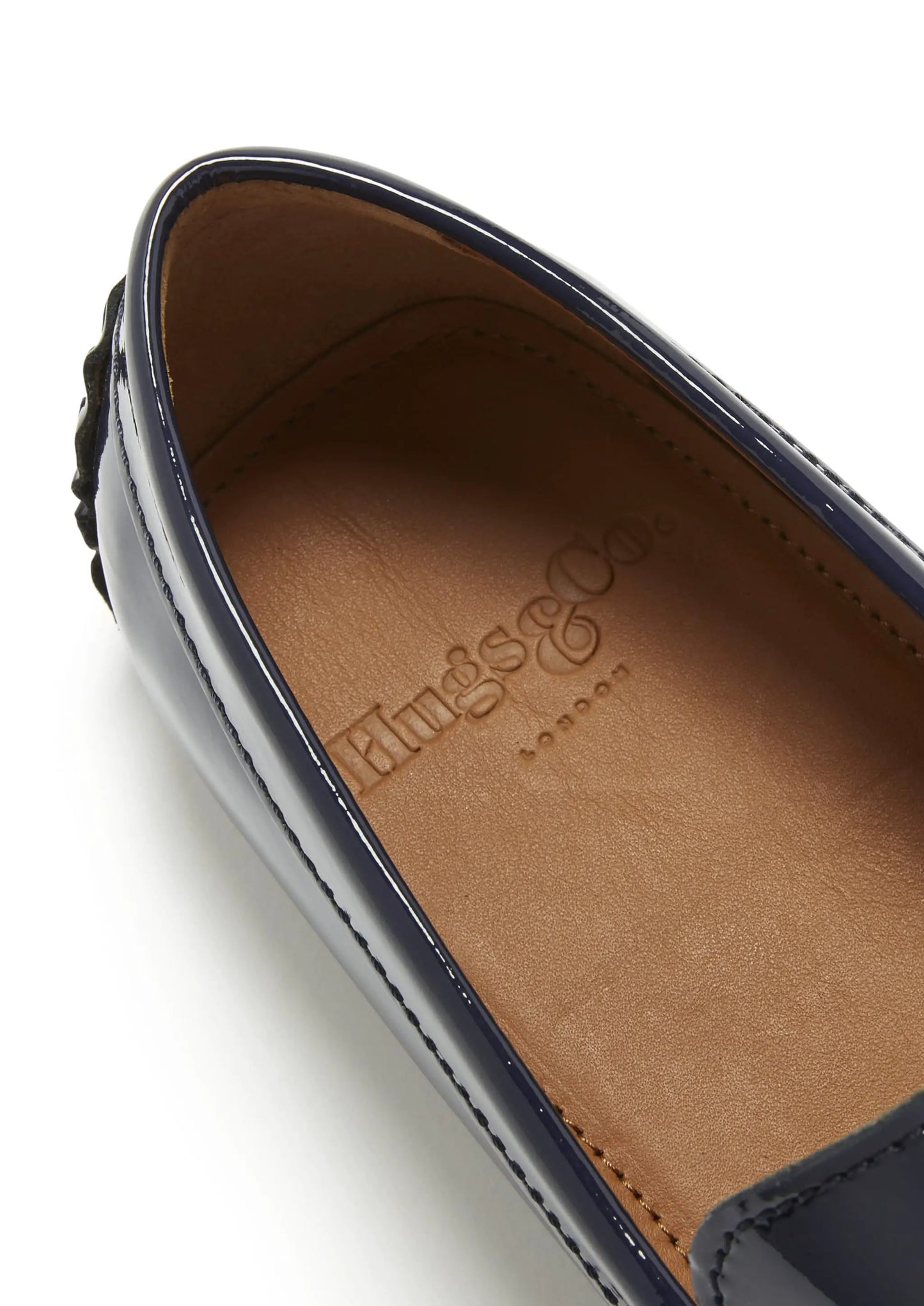 Penny Driving Loafers, navy blue patent leather by Hugs & Co.
