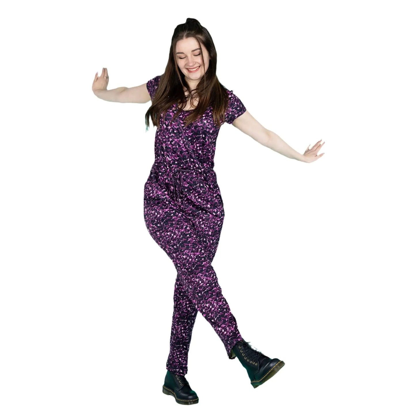 The Breastfeeding Jumpsuit - Purple Leopard by Stylish Mum