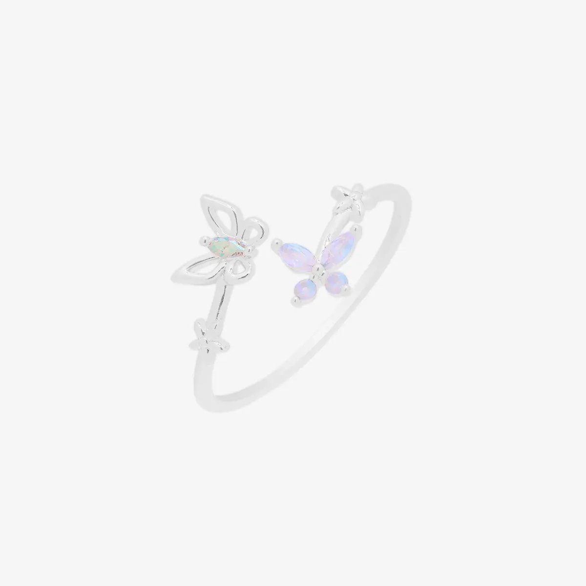 Smoky topaz moonstone butterfly ring by Nabi London
