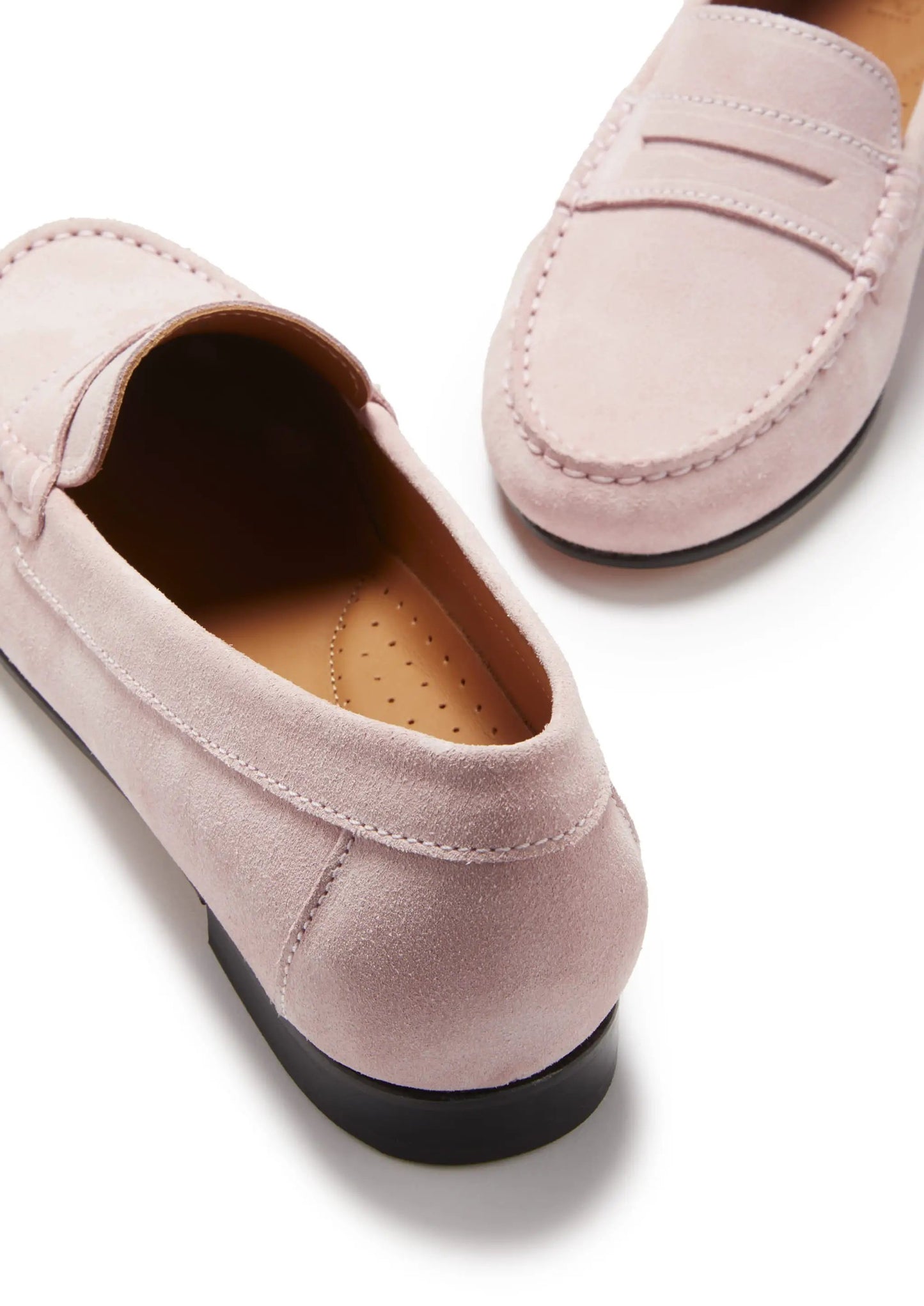 Women's Penny Loafers Leather Sole, ice pink suede by Hugs & Co.