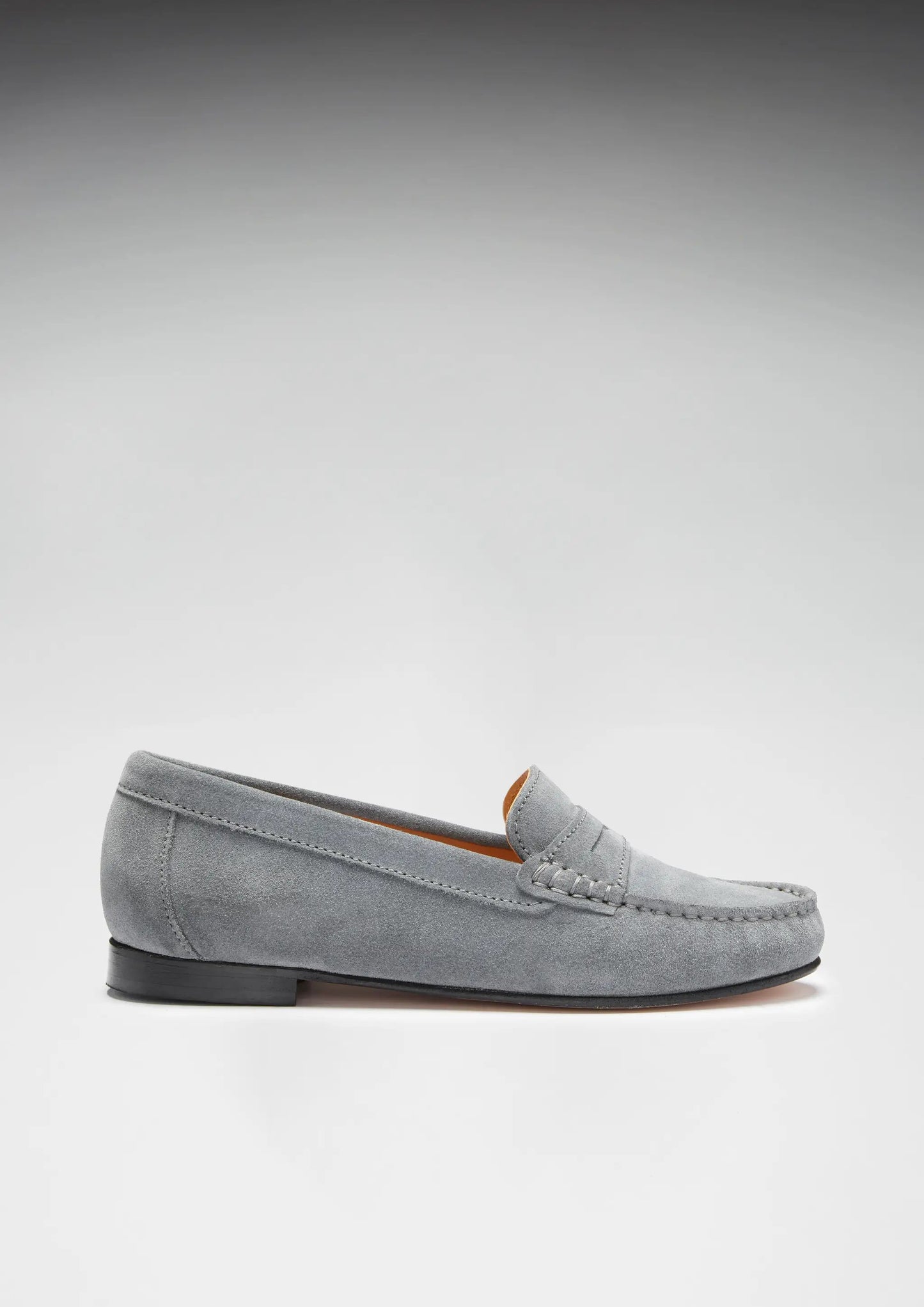 Women's Penny Loafers Leather Sole, slate grey suede by Hugs & Co.
