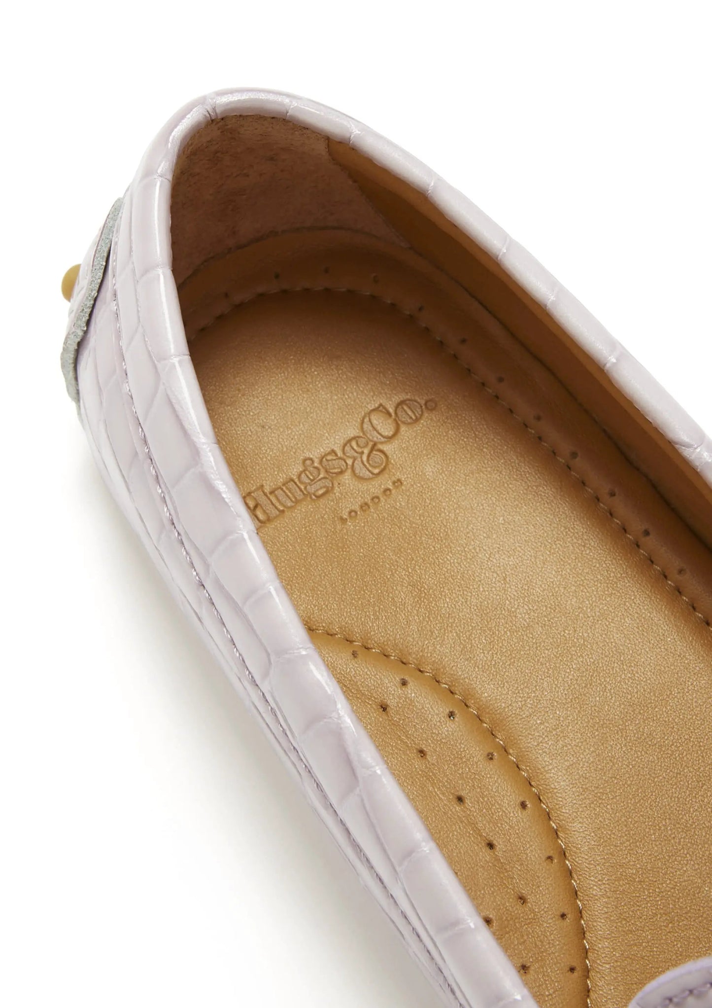Women's Penny Driving Loafers, lilac croc print patent leather by Hugs & Co.
