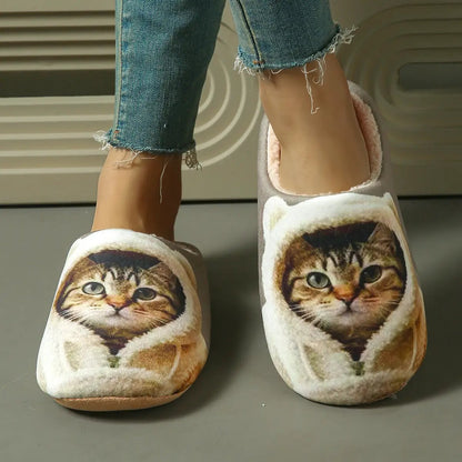 Autumn Winter Casual Cartoon Cat Indoor Outdoor Slippers by Dropshipman