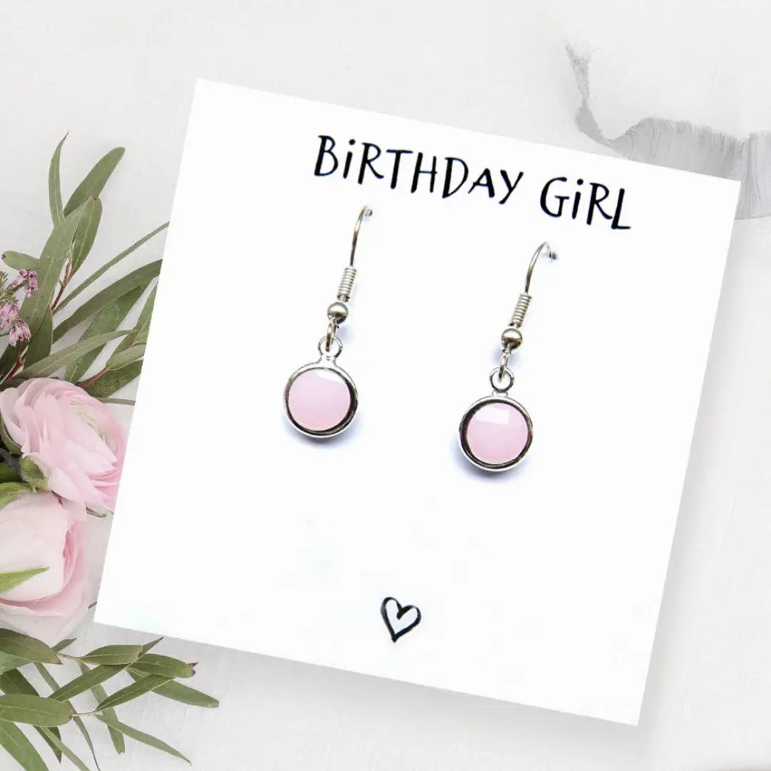 Birthstone Earrings & Birthday Girl Card by Aye Do Gifts
