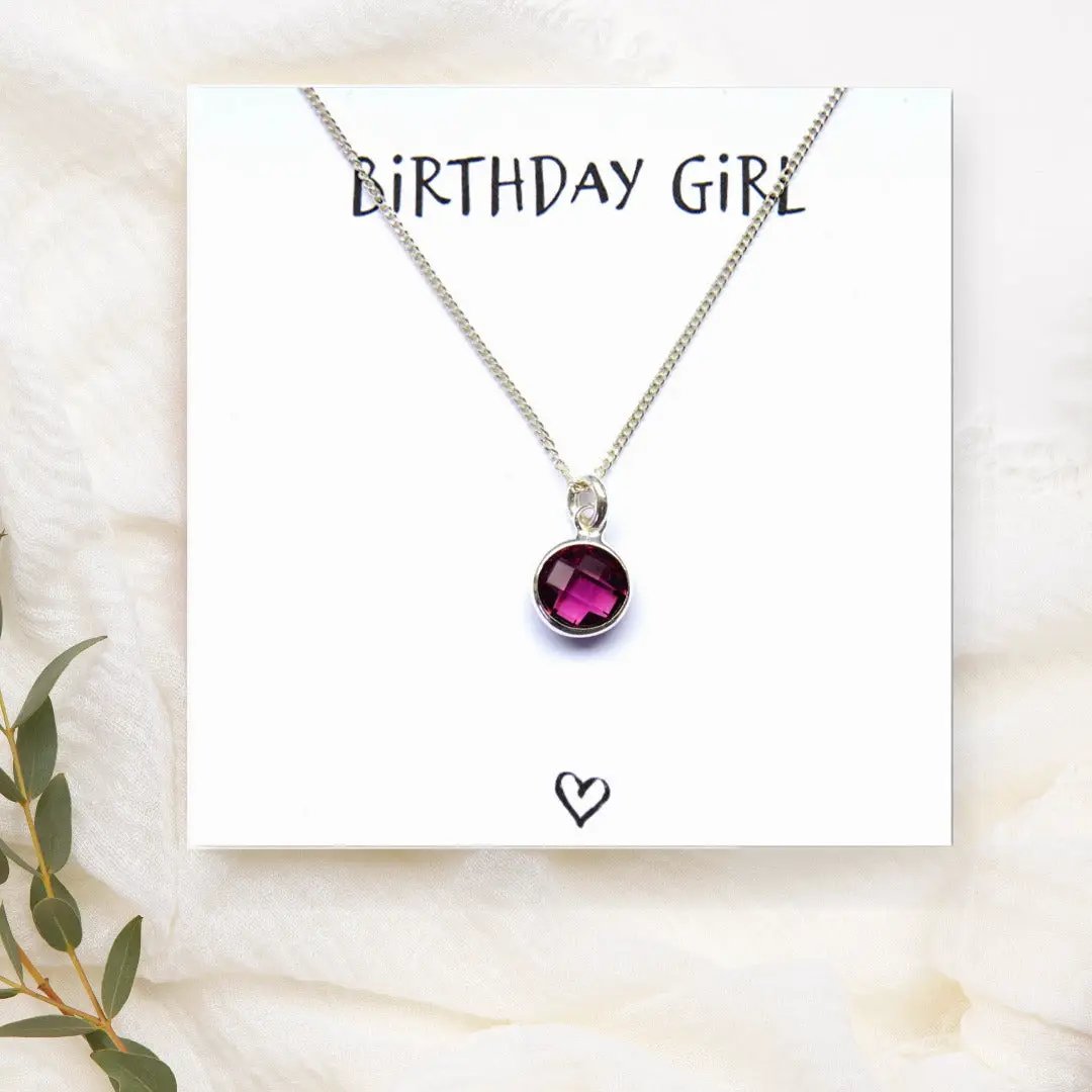 Birthstone Necklace & Birthday Girl Card by Aye Do Gifts