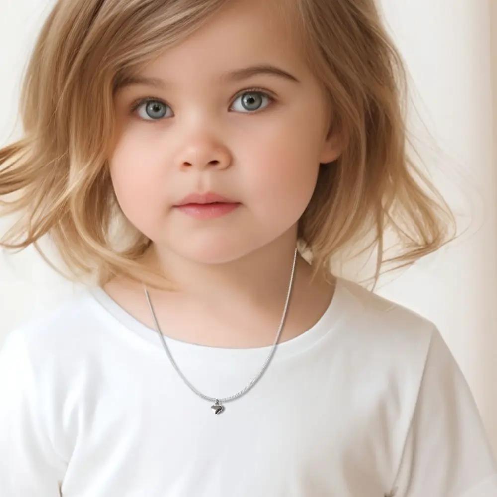 Girls Mini Puff Heart Silver Necklace by Aye Do Gifts