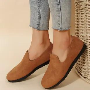 Spring Autumn New Style Slip-on Shoes Flat Solid Color Round Toe For Women by Dropshipman