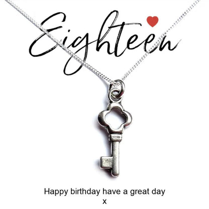 18th Birthday Key Necklace & Gift Card | 18th Birthday Gift UK by Aye Do Gifts